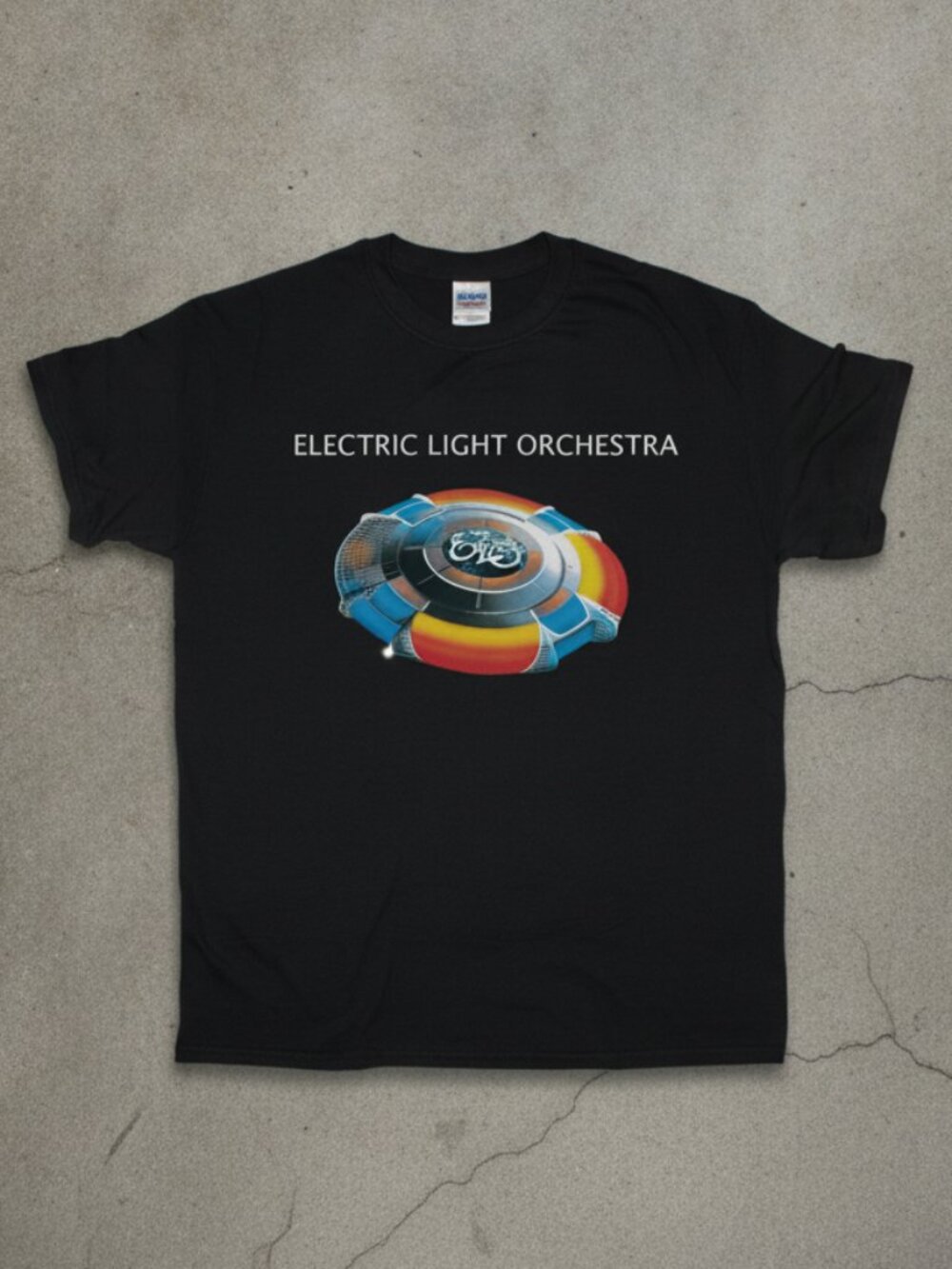 Electric Light Orchestra ELO Spaceship Logo Retro Black T-Shirt